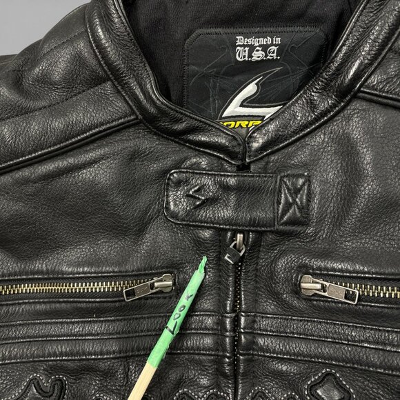 Scorpion Black Leather Motorcycle Racing Padded Armoured Biker Jacket Women's M - Picture 13 of 15